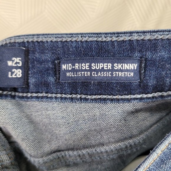 Hollister Womens Juniors Mid Rise Super Skinny Jeans Size 1S W25 L28 Distressed - Picture 6 of 6